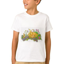 Bunnies Springtime em Campo de Flores