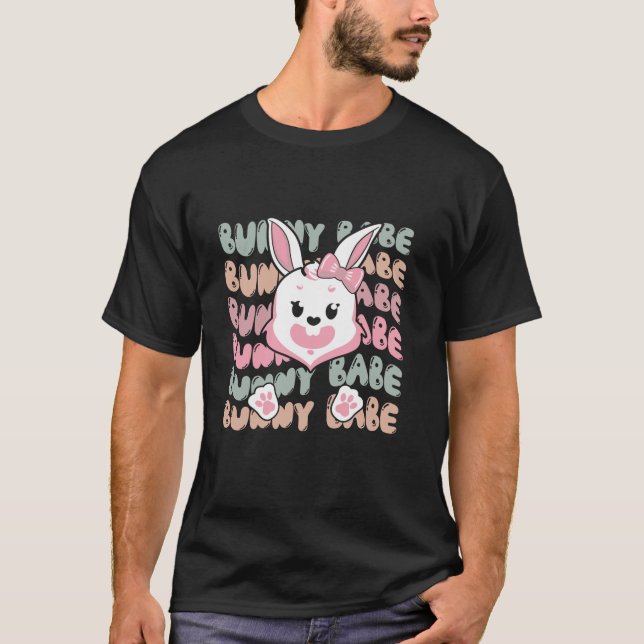 Camiseta Bunny Babe Retro Groovy Cute Rabbit Ovos Felizes E (Frente)