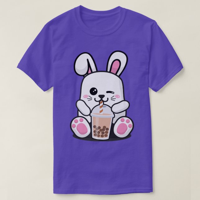 Camiseta Bunny Boba Tea Funny Rabbit Bebendo Bubble Tea No (Frente do Design)