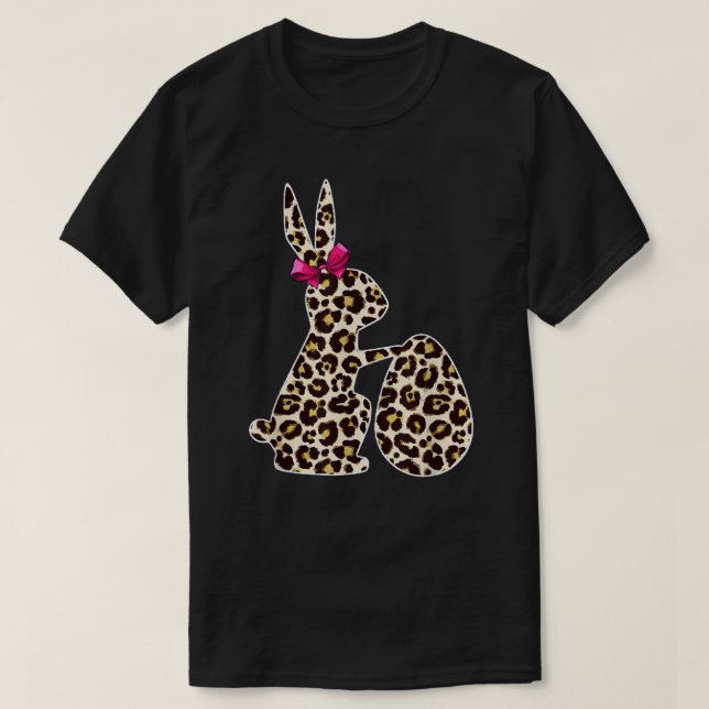 Camiseta Bunny Buffalo Leopard Plaid Print Happy Easter Day (Frente do Design)