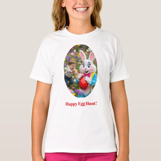 Camiseta Bunny & Child Photo Oval Frame Easter (Frente)