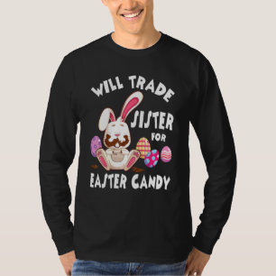Camiseta Bunny Coma Ovos De Chocolate Trocam Irmã Por Eas
