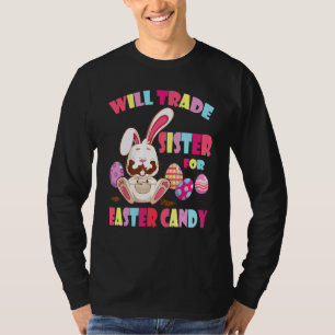 Camiseta Bunny Coma Ovos De Chocolate Trocam Irmã Por Eas