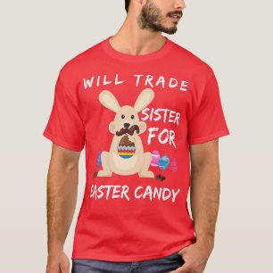 Camiseta Bunny Coma Ovos De Chocolate Trocam Irmã Por Eas