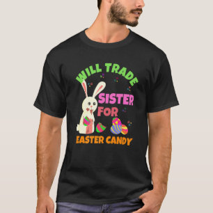 Camiseta Bunny Coma Ovos De Chocolate Trocam Irmã Por Eas