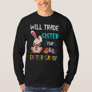 Camiseta Bunny Coma Ovos De Chocolate Trocam Irmã Por Eas