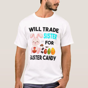 Camiseta Bunny Coma Ovos De Chocolate Trocam Irmã Por Eas