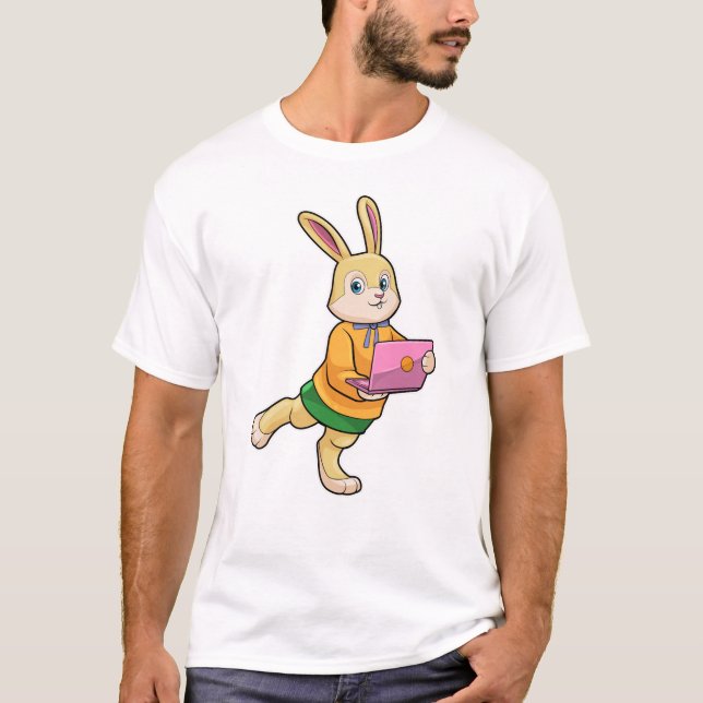 Camiseta Bunny como Secretário com Laptop (Frente)