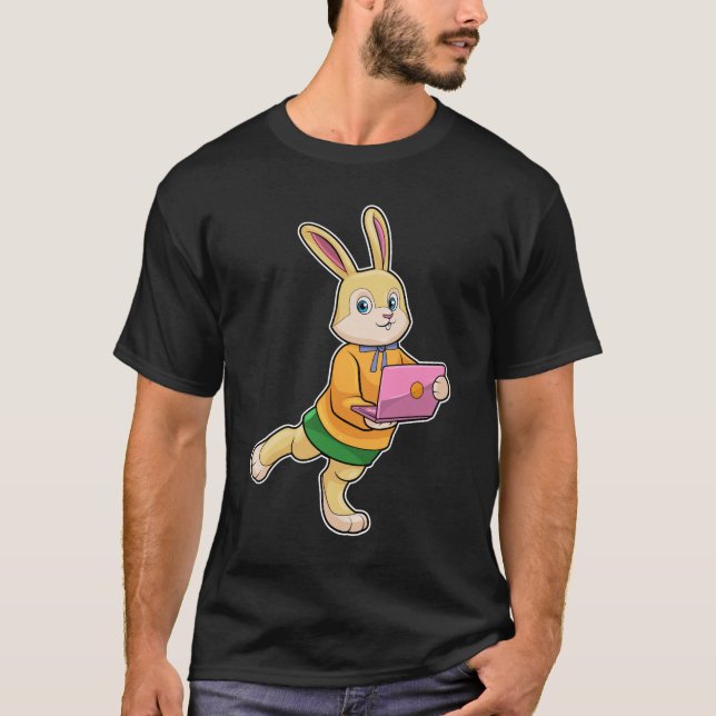 Camiseta Bunny como Secretário com Laptop (Frente)