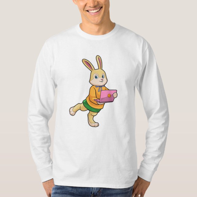 Camiseta Bunny como Secretário com Laptop (Frente)