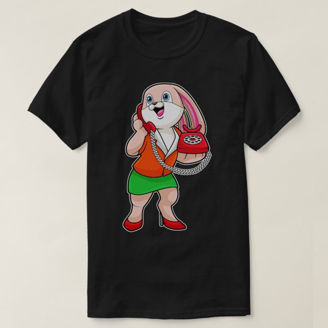 Camiseta Bunny como Secretário com Telefone (Frente do Design)