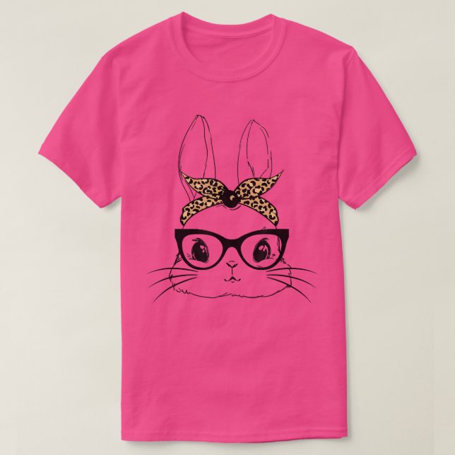 Camiseta Bunny Cute Leopard Glasses Mommy and Me Matching E (Frente do Design)