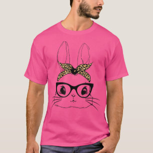 Camiseta Bunny Cute Leopard Glasses Mommy and Me Matching E