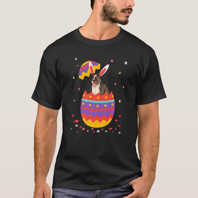Camiseta Bunny Ears Ovos Figurino Dia da Páscoa Bonito Pi (Frente)