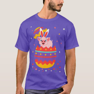 Camiseta Bunny Ears Ovos Figurino Dia da Páscoa Bonito Pi