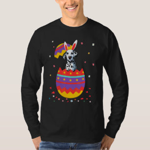 Camiseta Bunny Ears Ovos Figurino Páscoa Dia Gráfico Dalmat