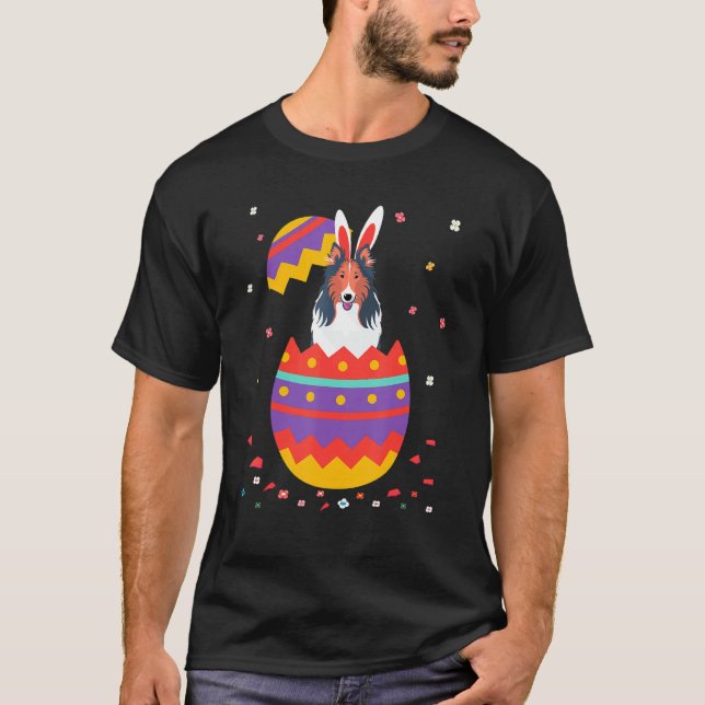 Camiseta Bunny Ears Ovos Figurino Páscoa Dia Gráfico Rough  (Frente)