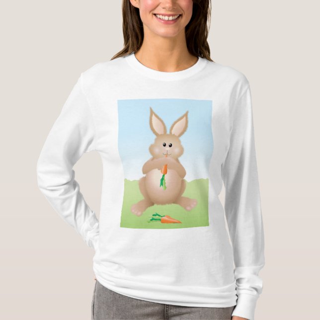 Camiseta Bunny Eating Carrot Adorable Rabbit (Frente)