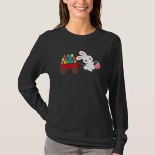 Camiseta Bunny Egg Hunt Basket Wagon Páscoa Girl