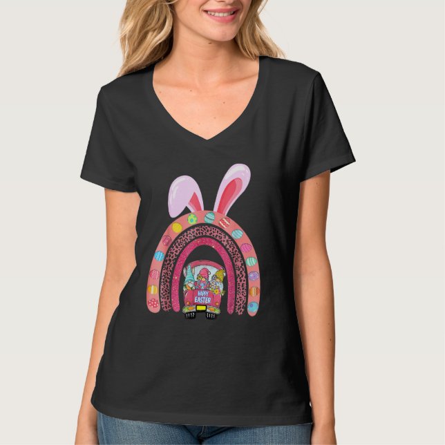 Camiseta Bunny Eggs Caça Gnomos Caminhões Dia da Páscoa Leo (Frente)