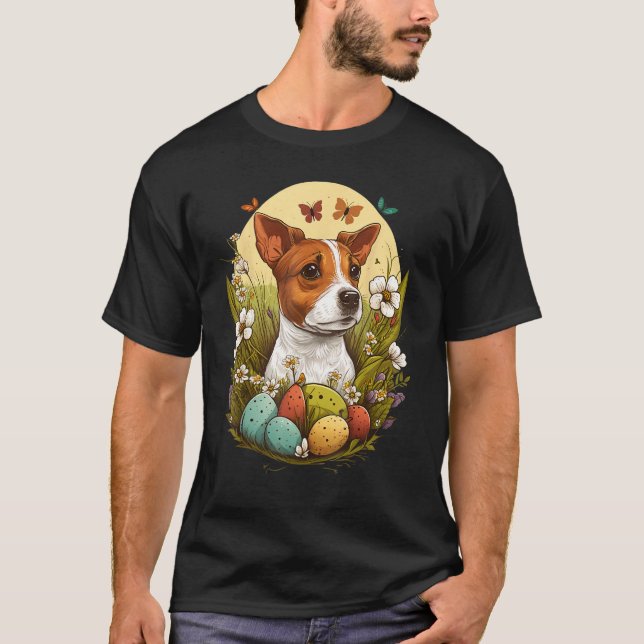 Camiseta Bunny Eggs Dog on Easter Jack Russell Terrier (Frente)