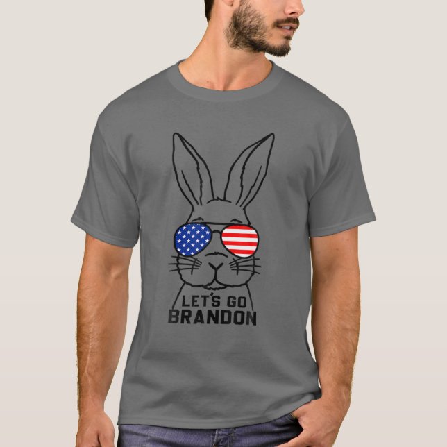 Camiseta Bunny Face American Flag Vamos Go Brandon Páscoa D (Frente)