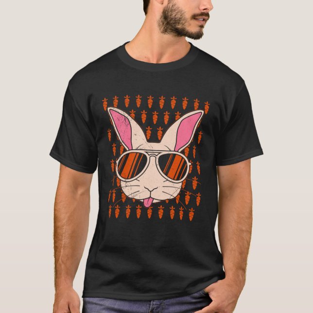 Camiseta Bunny face Cool Easter Bunny with Glasses Easter (Frente)