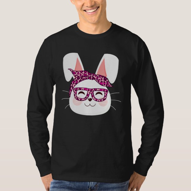 Camiseta Bunny face Cool Easter Bunny with Glasses Easter   (Frente)