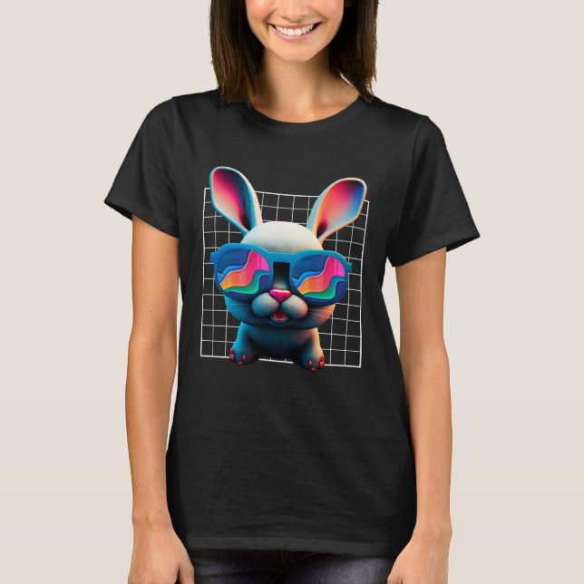 Camiseta Bunny face Cool Easter Bunny with Glasses Easter 1 (Frente)