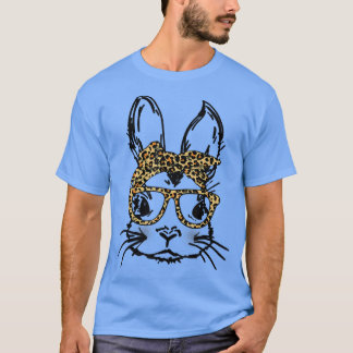Camiseta Bunny Face Leopard Mensagem Bun Óculos Solares Ban