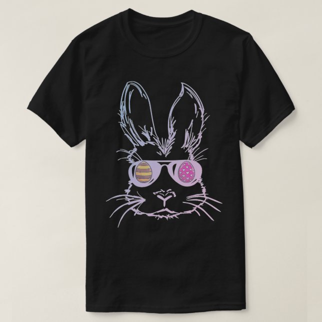 Camiseta Bunny Face With Sunglasses Easter Day For Boys Men (Frente do Design)