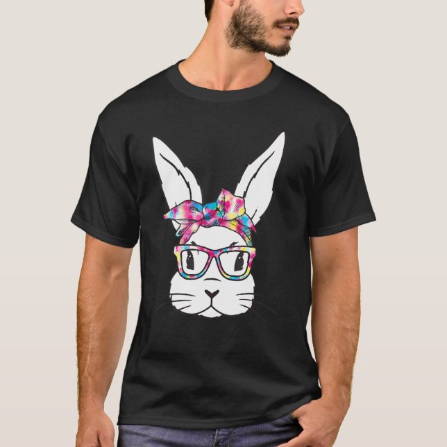 Camiseta Bunny Face With Sunglasses Easter Day For Boys Men (Frente)