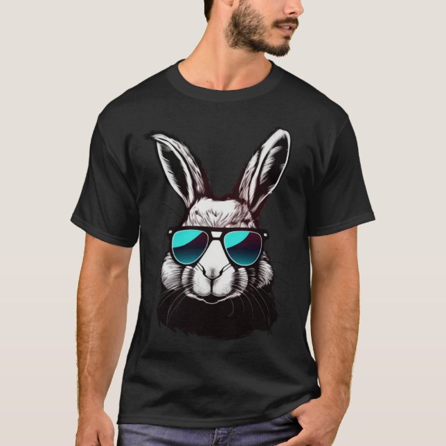 Camiseta Bunny Face With Sunglasses Easter Day For Boys Men (Frente)