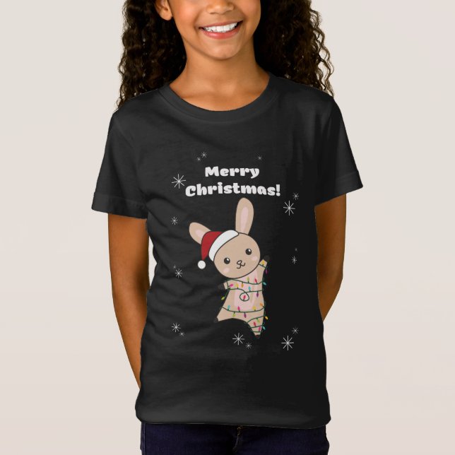 Camiseta Bunny Felry Natal Animais de inverno Coelhos T-Shi (Frente)