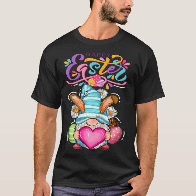 Camiseta Bunny Gnome Rabbit Eggs Hunting Happy Easter Day (Frente)