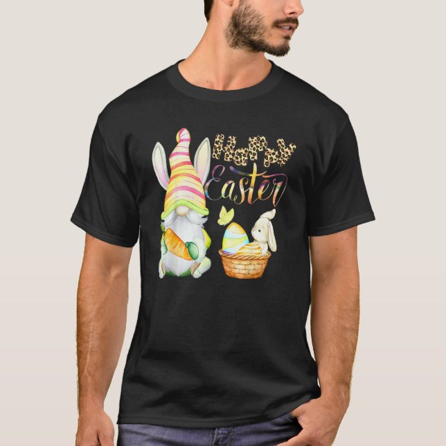 Camiseta Bunny Gnome Rabbit Ovos de caça Dia C Felz pascoa (Frente)