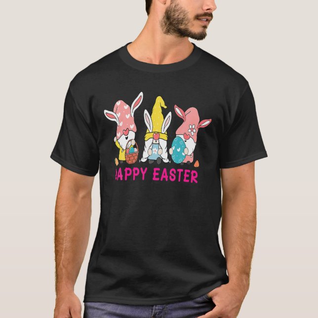 Camiseta Bunny Gnomo Hug Ovos de Páscoa Felz pascoa D (Frente)