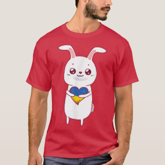 Camiseta Bunny Holding Ucraniano Heart Ucraniano Happy Eas
