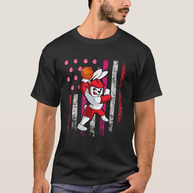 Camiseta Bunny Jogando Basquete Funny Basball Páscoa D (Frente)