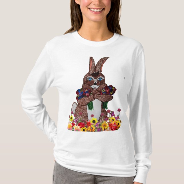 Camiseta BUNNY LESTE COM FLORES T-Shirt (Frente)