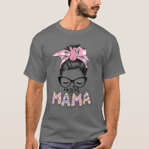 Camiseta Bunny Mama Mensagem Bun Hair Tie Dye Rabbit Happy