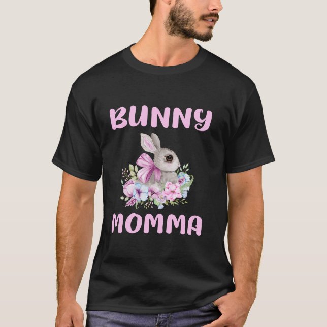 Camiseta Bunny Momma Rabbit Mãe Proprietária Lover Floral G (Frente)