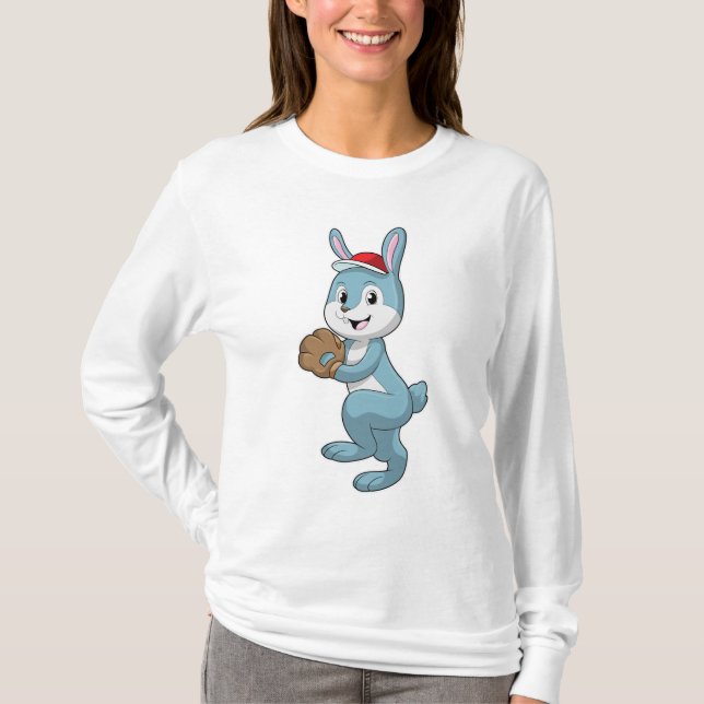 Camiseta Bunny no Baseball com luva de baseball (Frente)