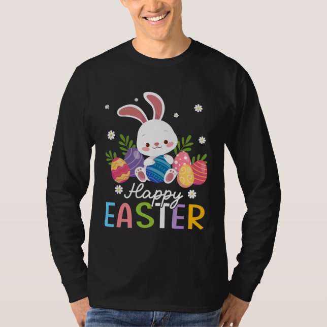 Camiseta Bunny Pastel Spring Hunt Eggs Rabbit Happy Easter  (Frente)