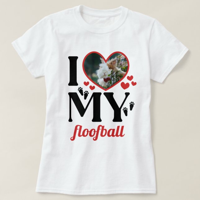 Camiseta Bunny Paws Red I Heart My Floofball Add Photo (Frente do Design)