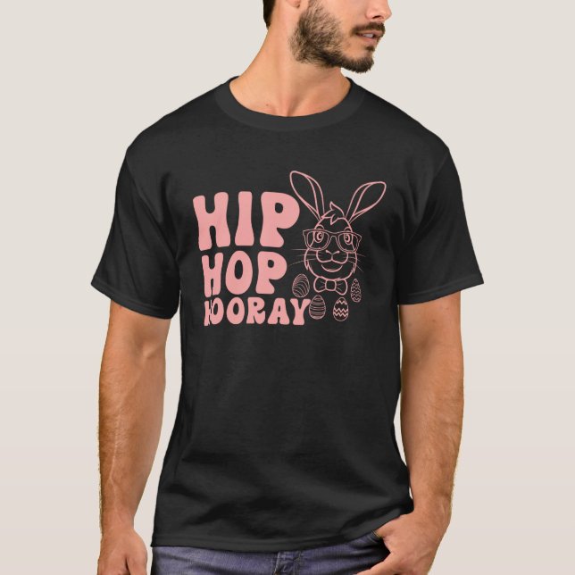 Camiseta Bunny Rabbit Eggs Hunting Happy Easter Day Hip Hop (Frente)