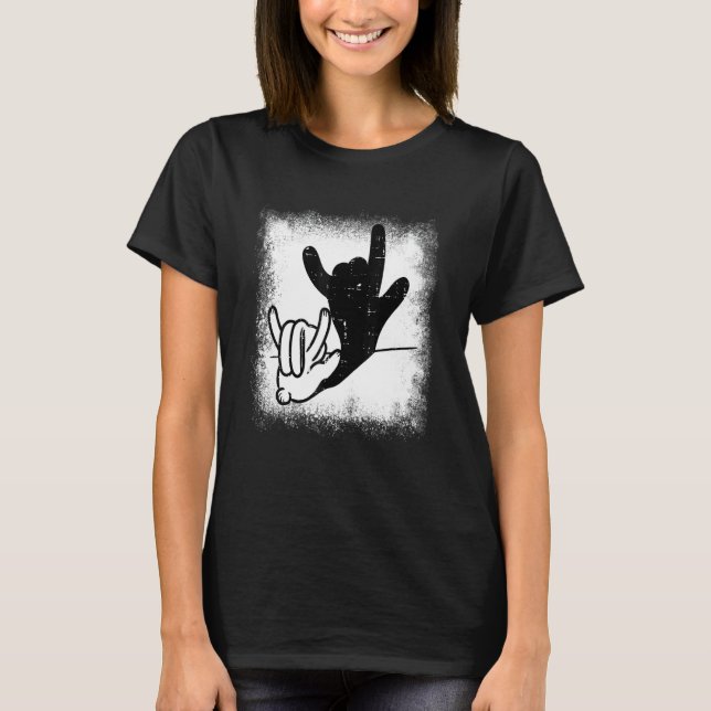 Camiseta Bunny Rabbit Love You Hand Sign Language Shadow Bl (Frente)