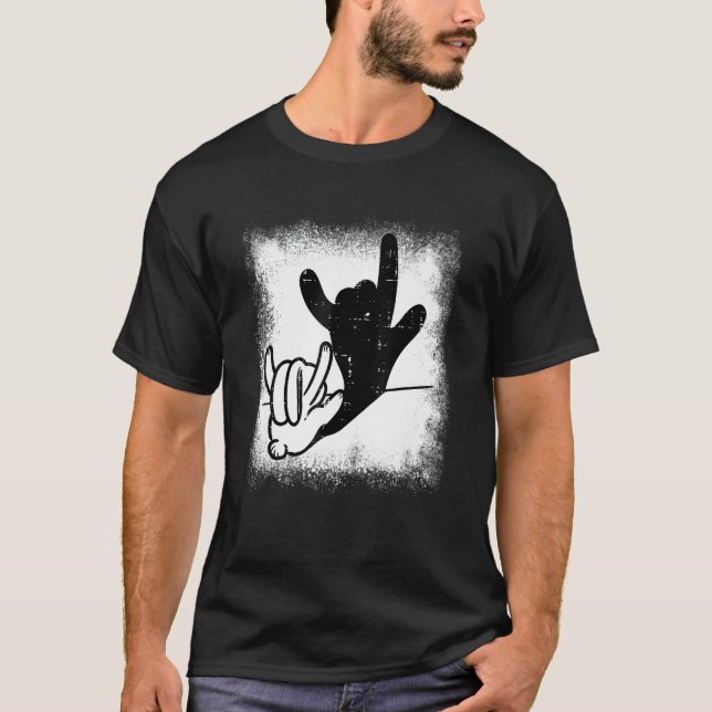 Camiseta Bunny Rabbit Love You Hand Sign Language Shadow Bl (Frente)
