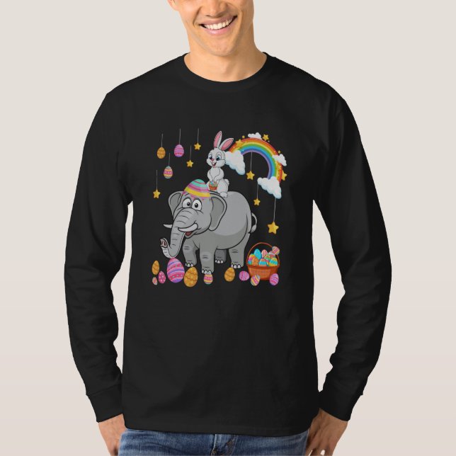 Camiseta Bunny Riding Elephant Easter Day Costume Hunting E (Frente)