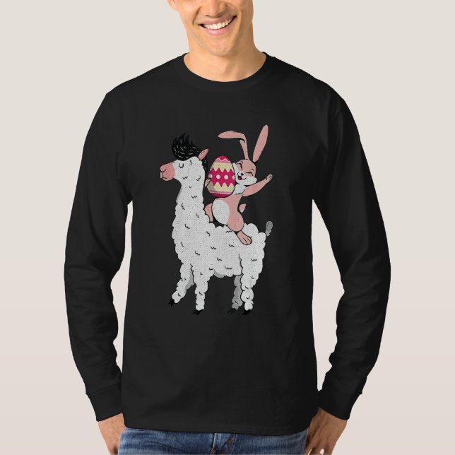 Camiseta Bunny Riding Llama Felz pascoa Cute Animal (Frente)